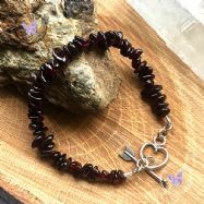 Garnet Chip Bracelet with Silver Heart Toggle Clasp